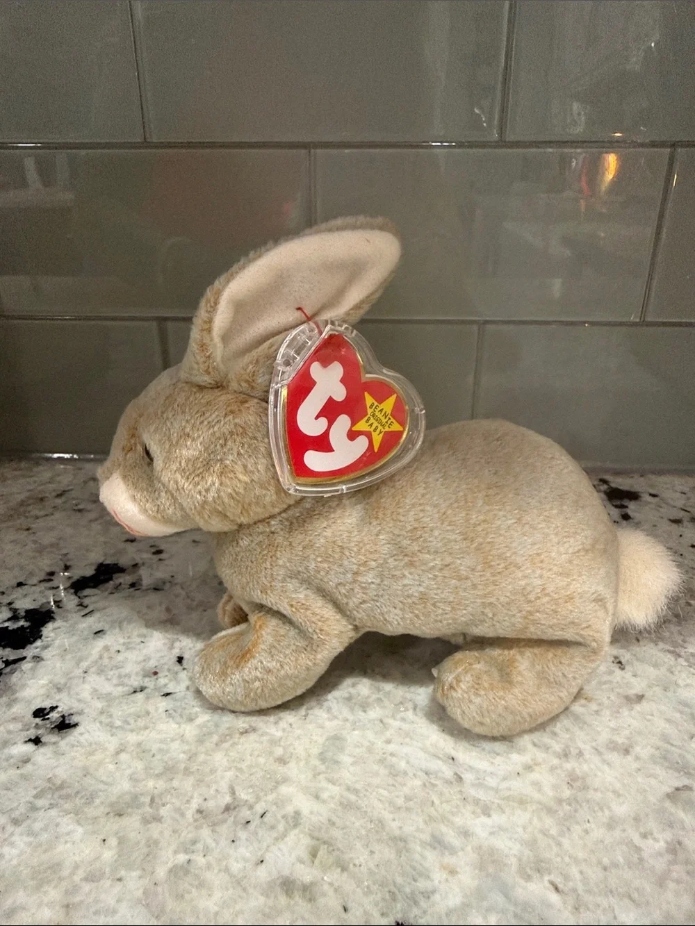 Ty Plush Bunny - Light Brown with Cream Accents Bennie baby